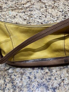 The Sak Yellow Leather Shoulder Bag with Brown Trim